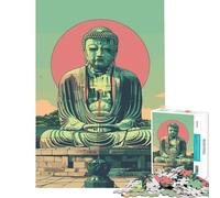 1000 Piece Jigsaw Puzzles for Teenagers Buddha at Kamakura Poster Help The Brain Exercise Difficult Hard Relaxing Games Suitable for Ages 14 And Up (38X52CM)