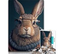 1000 Piece Jigsaw Puzzles for Teenagers Bunny Rabbit in Clothes Adult Puzzles,Challenging Game Gifts for Is Ideal As A Gift for The Whole Family 38x26cm