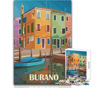 1000 Piece Jigsaw Puzzles for Teenagers Burano Italy Beautiful Design Game Difficult Challenge Gift For Birthdays Size 38x26cm