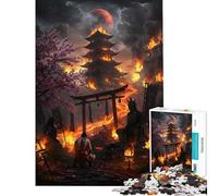 1000 Piece Jigsaw Puzzles for Teenagers Burning Temple with Samurai Puzzle for Adults Family Games Enhance Memory Unique Birthday And Gifts (Size 38x52cm)
