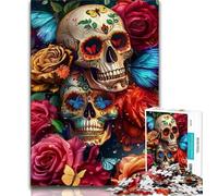1000 Piece Jigsaw Puzzles for Teenagers Butterfly Skull Adult Jigsaw,Quiz Game Wall Decoration Unique Birthday And Xmas Gifts (size 38x26cm)