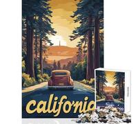 1000 Piece Jigsaw Puzzles for Teenagers California Road Trip Poster 1000 Jigsaw Puzzle Educational Games Secret Santa Gifts Difficult Hard (50x75cm)