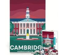 1000 Piece Jigsaw Puzzles for Teenagers Cambridge Massachusetts Illustration, Toy Wall Decor, Train Your Brain And Hands, Great Gift for Gaming 38x26cm