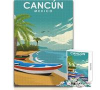 1000 Piece Jigsaw Puzzles for Teenagers Cancun Mexico Travel Print Beautiful Design Game Difficult Challenge Gift For Birthdays Size 50x75cm