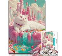 1000 Piece Jigsaw Puzzles for Teenagers Candy Cat,Help The Brain Exercise Addictive Toys to Cultivate Patience Wall Decoration 75x50cm