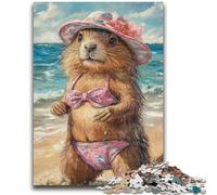 1000 Piece Jigsaw Puzzles for Teenagers Capibara on Vacation Decompressing Intellectual Educational Toy Secret Santa Gifts 26x38cm