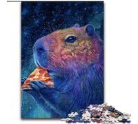 1000 Piece Jigsaw Puzzles for Teenagers Capybara Eats Pizza, Learning Educational for Is Ideal As A Gift for The Whole Family (Size 50x75cm)