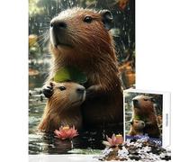 1000 Piece Jigsaw Puzzles for Teenagers Capybara Family in The Rain Happy Shared Home Activity Thoughtful Festive Present Choice (38x26cm)