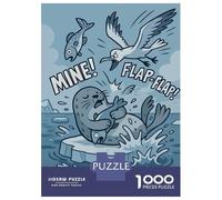 1000 Piece Jigsaw Puzzles for Teenagers Cartoon Seal And Seagull Fish Dispute Puzzle for Adults Hands-on Game Wall Decoration Unique Birthday And Gifts 38x26cm/1000pcs