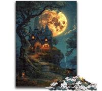1000 Piece Jigsaw Puzzles for Teenagers Castle Under The Moon Family Fun Fun at Home Activities, Birthday Present,Travel Gifts, for And 14 Years Old 38x26cm