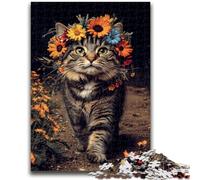 1000 Piece Jigsaw Puzzles for Teenagers Cat Among Flowers Learning Educational Toy for Is Ideal As A Gift for The Whole Family 50x75cm