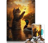 1000 Piece Jigsaw Puzzles for Teenagers Cat And Duck, Train Your Brain And Hands,gifts for Friends And Family for Age 14 38x26cm