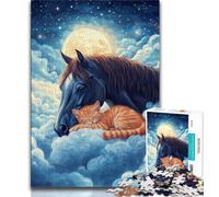 1000 Piece Jigsaw Puzzles for Teenagers Cat And Horse 1000 Pieces for Teenagers,learning Educational for Is Ideal As A Gift for The Whole Family 38x26cm