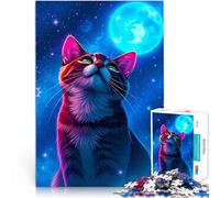 1000 Piece Jigsaw Puzzles for teenagers Cat Gazing at the Moon Präzisionsschnitt Tolle Geschenke und Spielzeuge52x38cm