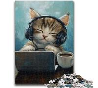 1000 Piece Jigsaw Puzzles for Teenagers Cat Listening to Music Teenager Jigsaw,Family Activity Fun at Home Activities, Birthday Present,Travel Gifts (75x50cm)