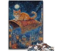 1000 Piece Jigsaw Puzzles for Teenagers Cat on Flying Carpet Challenging To Complete But Fun And Humorous Birthday Present, Gifts, Wall Art 50x75cm