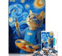 1000 Piece Jigsaw Puzzles for Teenagers Cat Painter Puzzles for Teenagers,Decompressing Intellectual Educational Toy Birthday Gift (size 75x50cm)