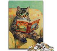 1000 Piece Jigsaw Puzzles for Teenagers Cat Reading A Book for 14+ Unique Challenge Game Family Games Christmas Birthday Gifts 26x38cm
