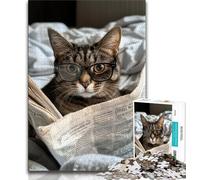 1000 Piece Jigsaw Puzzles for Teenagers Cat Reading A Newspaper Teenager Jigsaw,Challenging Game for Is Ideal As A Gift for The Whole Family (size 75x50cm)