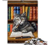 1000 Piece Jigsaw Puzzles for Teenagers Cat Reading,Help The Brain Exercise Addictive Toys to Cultivate Patience Wall Decoration 50x75cm