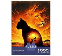 1000 Piece Jigsaw Puzzles for Teenagers Cat Silhouette Lion Sunset Teenager Puzzles Relaxing Games Hand Speed Race Help The Brain Exercise 38x26cm/1000pcs