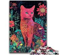1000 Piece Jigsaw Puzzles for Teenagers Cat Sitting Among Flowers Learning Educational Toy for Is Ideal As A Gift for The Whole Family 50x75cm