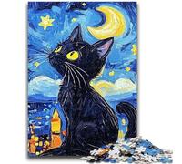 1000 Piece Jigsaw Puzzles for Teenagers Cat Under The Night Sky Family Fun Fun at Home Activities, Birthday Present,Travel Gifts, for And 14 Years Old 38x26cm