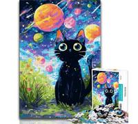 1000 Piece Jigsaw Puzzles for Teenagers Cat Under The Night Sky Teenager Jigsaw,Family Activity Fun at Home Activities, Birthday Present,Travel Gifts 26x38cm