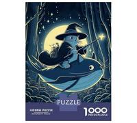 1000 Piece Jigsaw Puzzles for Teenagers Cat Wizard Riding Whale in Forest Adult Jigsaw Fun Games Perfect Decoration for Birthday, Chrismas 70x50cm/1000pcs