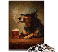 1000 Piece Jigsaw Puzzles for Teenagers Cattle Dog Smoking Teenager Jigsaw,Birthday Present, Gifts, Wall Art for Age 14 Years Up (75x50cm)