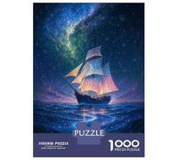 1000 Piece Jigsaw Puzzles for Teenagers Celestial Sailboat Under Starry Night Sky Jigsaw for Adults DIY Toys Pattern Assembly Help The Brain Exercise 52x38cm/1000pcs
