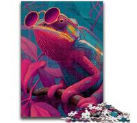 1000 Piece Jigsaw Puzzles for Teenagers Chameleon Wearing Glasses 1000 Pieces for Adults,Fun Activity for Home, Rainy Days Toys, Birthday Gifts (50x75cm)
