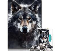 1000 Piece Jigsaw Puzzles for Teenagers Charcoal Wolf Portrait 1000 Piece Jigsaw,Educational Stress Relief Toy Great Gifts And Toys (size 75x50cm)