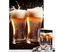 1000 Piece Jigsaw Puzzles for Teenagers Cheers! Two Glasses of Beer DIY Toys Art Work Gift Educational Game Artists Collection, Fine Art (Size 38x52cm)