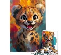 1000 Piece Jigsaw Puzzles for Teenagers Cheetah Cub Joy Brain Intelligence Challenge Addictive Toys Family Games A Work of Art Gifts Ideas (size 38x52cm)