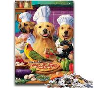 1000 Piece Jigsaw Puzzles for Teenagers Chef Dog Adult Puzzles,Stress Reliever Staycation Kill Time Enhance Love between Couples (38x26cm)