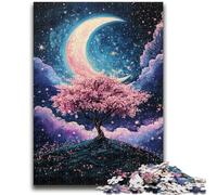 1000 Piece Jigsaw Puzzles for Teenagers Cherry Blossom Trees Under The Moon Challenging Game And Family Play Educational Game for Birthday, Chrismas 26x38cm
