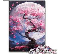 1000 Piece Jigsaw Puzzles for Teenagers Cherry Blossom Trees Under The Moon, Challenging Game Toys Wall Decoration Unique Birthday And Xmas Gifts (Size 26x38cm)