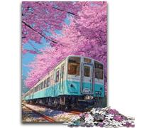 1000 Piece Jigsaw Puzzles for Teenagers Cherry Blossoms Train for Age 14+ Quiz Game Fun at Home Activities, Birthday Present,Travel Gifts 26x38cm