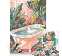 1000 Piece Jigsaw Puzzles for Teenagers Chicken Bathing in Tropical Setting, Relax Games, Fun Activities at Home, Unique Birthday And Gifts 38x26cm