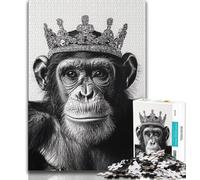 1000 Piece Jigsaw Puzzles for Teenagers Chimpanzee Wearing A Crown Teenager Puzzles,Quiz Game for Is Ideal As A Gift for The Whole Family (size 75x50cm)