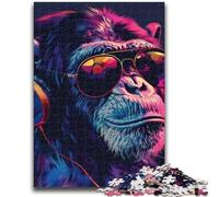 1000 Piece Jigsaw Puzzles for Teenagers Chimpanzee Wearing Sunglasses 1000 Pieces for Teenagers,learning Educational for Is Ideal As A Gift for The Whole Family (50x75cm)