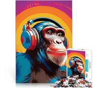 1000 Piece Jigsaw Puzzles for teenagers Chimpanzee with Headphones Denkspiel Künstlersammlung, Bildende Kunst75x50cm