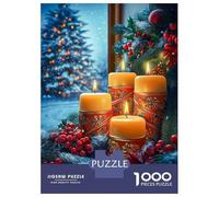 1000 Piece Jigsaw Puzzles for Teenagers Christmas Candles & Evergreen Jigsaw for Adults Relax Games Hand Speed Race Deal As Gifts for The Whole Family 70x50cm/1000pcs