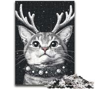 1000 Piece Jigsaw Puzzles for Teenagers Christmas Deer Cat 1000 Pieces for Adults,Classic Educational Games Beautiful Decoration (26x38cm)