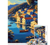 1000 Piece Jigsaw Puzzles for Teenagers Coastal Village with Boats And Reflections Jigsaw 1000 Pieces Practical Game Gifts for Women Men Precision Cutting (38x26cm)