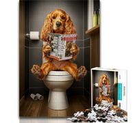 1000 Piece Jigsaw Puzzles for Teenagers Cocker Spaniel on The Toilet 1000 Piece Jigsaw,Educational Stress Relief Toy Great Gifts And Toys (size 38x26cm)