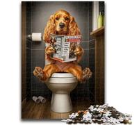 1000 Piece Jigsaw Puzzles for Teenagers Cocker Spaniel on The Toilet Teenager Jigsaw,Family Activity Fun at Home Activities, Birthday Present,Travel Gifts (75x50cm)