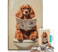 1000 Piece Jigsaw Puzzles for Teenagers Cocker Spaniel Sitting Toilet Puzzles,Educational Games Home Decoration Unique Home Decor And Gifts 26x38cm