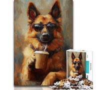 1000 Piece Jigsaw Puzzles for Teenagers Collie Drinking Coffee, Analysis And Logic,is Ideal As A Gift for The Whole Family Suitable for And 14 38x26cm